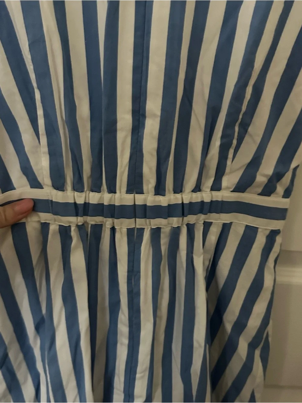 Blue and White Striped Midi Dress